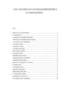 2025-2030消防安全行業(yè)市場動態(tài)監(jiān)測及投資潛力與產品研發(fā)研究報告