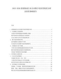 2025-2030系統(tǒng)集成行業(yè)企業(yè)數(shù)字化轉型現(xiàn)狀分析及投資策略報告
