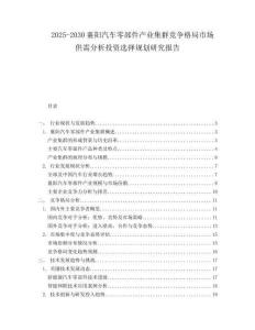 2025-2030襄陽(yáng)汽車零部件產(chǎn)業(yè)集群競(jìng)爭(zhēng)格局市場(chǎng)供需分析投資選擇規(guī)劃研究報(bào)告
