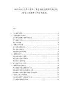 2025-2030消費(fèi)品零售行業(yè)市場(chǎng)渠道變革及數(shù)字化轉(zhuǎn)型與消費(fèi)者行為研究報(bào)告