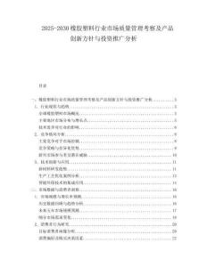2025-2030橡膠塑料行業(yè)市場質(zhì)量管理考察及產(chǎn)品創(chuàng)新方針與投資推廣分析
