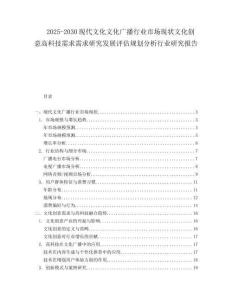 2025-2030現(xiàn)代文化文化廣播行業(yè)市場(chǎng)現(xiàn)狀文化創(chuàng)意高科技需求需求研究發(fā)展評(píng)估規(guī)劃分析行業(yè)研究報(bào)告