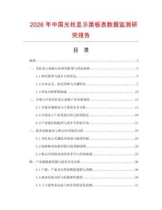 2026年中國光柱顯示面板表數據監測研究報告