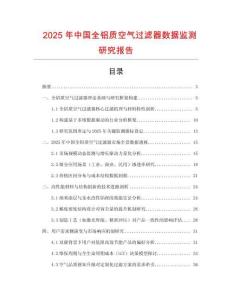 2025年中國全鋁質空氣過濾器數據監測研究報告