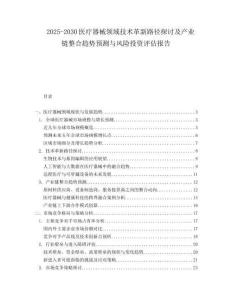2025-2030醫(yī)療器械領(lǐng)域技術(shù)革新路徑探討及產(chǎn)業(yè)鏈整合趨勢預(yù)測與風(fēng)險(xiǎn)投資評估報(bào)告