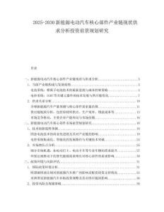 2025-2030新能源電動汽車核心部件產(chǎn)業(yè)鏈現(xiàn)狀供求分析投資前景規(guī)劃研究