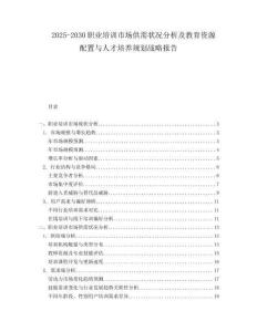 2025-2030職業(yè)培訓(xùn)市場(chǎng)供需狀況分析及教育資源配置與人才培養(yǎng)規(guī)劃戰(zhàn)略報(bào)告