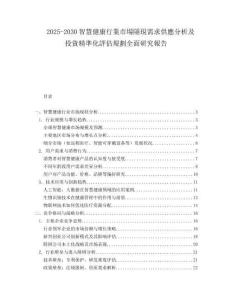 2025-2030智慧健康行業(yè)市場(chǎng)隱現(xiàn)需求供應(yīng)分析及投資精準(zhǔn)化評(píng)估規(guī)劃全面研究報(bào)告