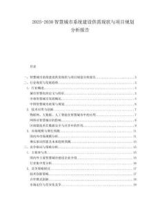 2025-2030智慧城市系統(tǒng)建設(shè)供需現(xiàn)狀與項目規(guī)劃分析報告