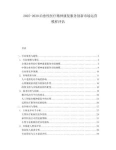 2025-2030治愈性醫療精神康復服務創新市場運營模樣評估