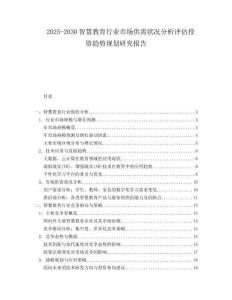 2025-2030智慧教育行業(yè)市場(chǎng)供需狀況分析評(píng)估投資趨勢(shì)規(guī)劃研究報(bào)告