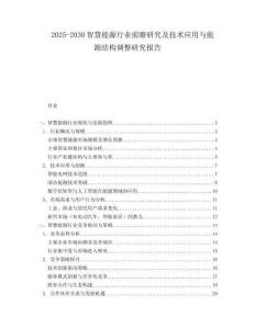 2025-2030智慧能源行業(yè)前瞻研究及技術(shù)應(yīng)用與能源結(jié)構(gòu)調(diào)整研究報告