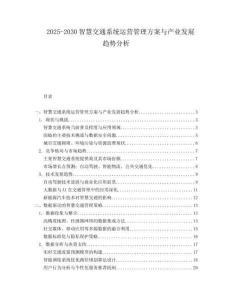 2025-2030智慧交通系統(tǒng)運(yùn)營管理方案與產(chǎn)業(yè)發(fā)展趨勢(shì)分析