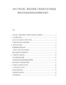 2025中國公路、隧道及橋梁工程地質(zhì)行業(yè)市場深度調(diào)研及發(fā)展趨勢和前景預測研究報告