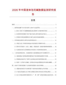 2026年中國液體泡花堿數據監測研究報告