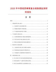 2025年中国铝质蜂窝复合板数据监测研究报告