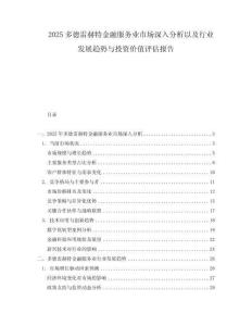2025多德雷赫特金融服務業市場深入分析以及行業發展趨勢與投資價值評估報告