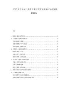 2025鋼鐵冶煉業供需平衡研究發展策略評估規劃分析報告