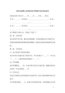 2026年度兩人合資創辦電子商務平臺合作協議書
