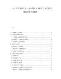 2025中國智能交通行業市場發展分析及技術趨勢與投資策略研究報告