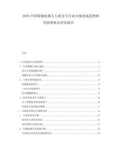 2025中國智能機器人人機交互行業市場發展趨勢研究投資機會評估報告