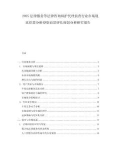 2025法律服務等法律咨詢辯護代理偵查行業市場現狀供需分析投資前景評估規劃分析研究報告