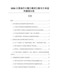 2026潤滑油行業(yè)融資模式創(chuàng)新與資本運作路徑報告