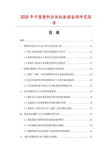 2025年中國塑料拉絲機數據監測研究報告