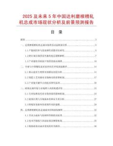 2025及未來5年中國達利磨根精軋機總成市場現狀分析及前景預測報告