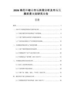 2026棉花種植業市場供需分析及市場發展前景規劃研究報告