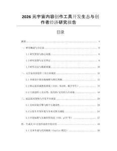2026元宇宙內(nèi)容創(chuàng)作工具開發(fā)生態(tài)與創(chuàng)作者經(jīng)濟(jì)研究報告