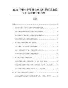 2026樂器電子琴行業市場供需解讀及投資價值規劃分析報告
