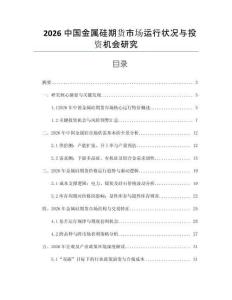 2026中國金屬硅期貨市場運(yùn)行狀況與投資機(jī)會(huì)研究