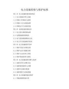 電力設(shè)施檢修與維護(hù)標(biāo)準(zhǔn)