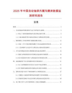 2025年中國自動軸承外圈溝磨床數據監測研究報告