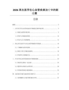2026再生醫(yī)學在心血管疾病治療中的新進展