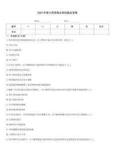 2025年審計師高頻必刷試題及答案