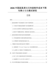 2026中國超高清視頻內容制作成本下降與商業變現模式研究