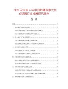 2026及未來5年中國超薄型意大利式球閥行業(yè)發(fā)展研究報(bào)告