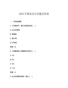 2025年稅務會計試題及答案