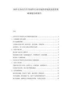 2025長春市汽車零部件行業市場供需現狀及投資策略規劃分析報告
