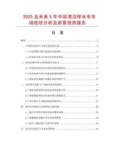 2025及未來5年中國清潔榨水車市場現狀分析及前景預測報告