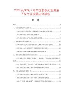 2026及未來5年中國多級無泄漏液下泵行業(yè)發(fā)展研究報告