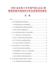 2025及未來5年中國氣相(尖頭)微量進樣器市場現狀分析及前景預測報告