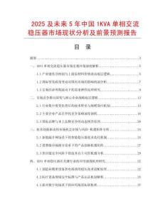 2025及未來5年中國1KVA單相交流穩壓器市場現狀分析及前景預測報告