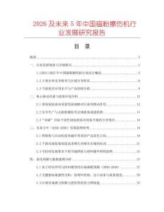 2026及未來5年中國磁粉擦傷機(jī)行業(yè)發(fā)展研究報(bào)告