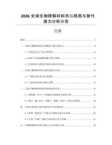 2026全球生物降解材料市場格局與替代潛力分析報告