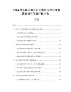 2026汽車保險服務行業市場現狀發展前景及投資效益評估報告
