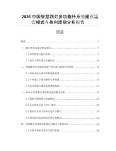 2026中國(guó)智慧路燈多功能桿系統(tǒng)建設(shè)運(yùn)營(yíng)模式與盈利周期分析報(bào)告