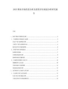 2025錫業市場供需分析及投資評估規劃分析研究報告